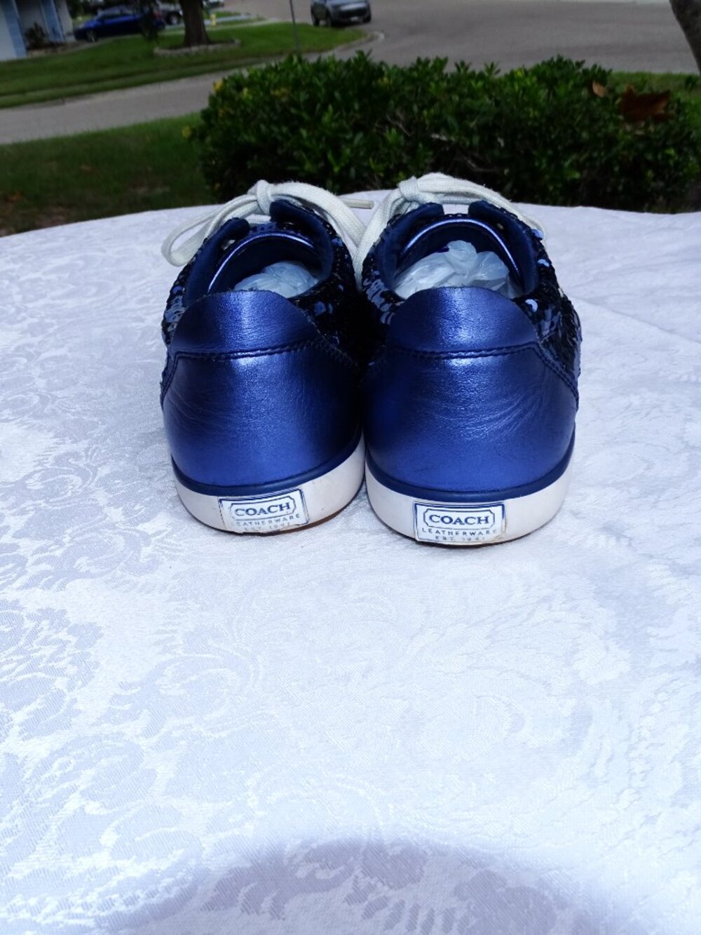Coach Blue Sequin Tennis Shoes 9B - Picture 6 of 10